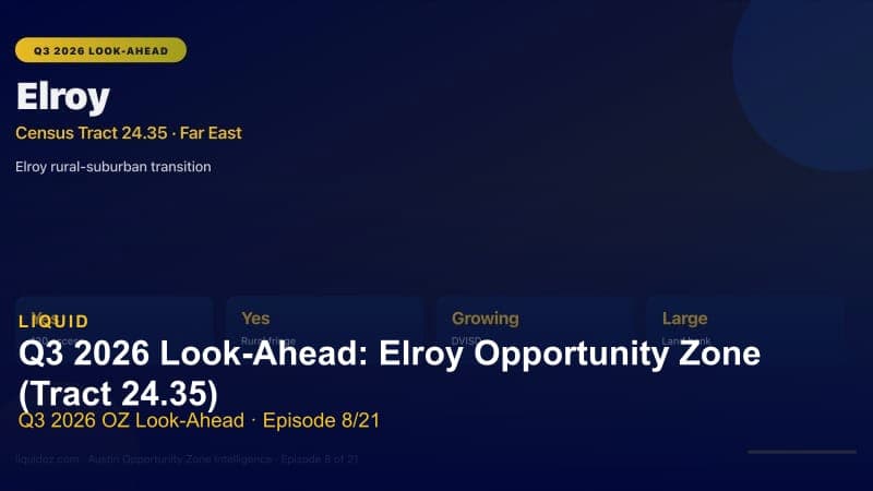 Q3 2026 Look-Ahead: Elroy Opportunity Zone (Tract 24.35)